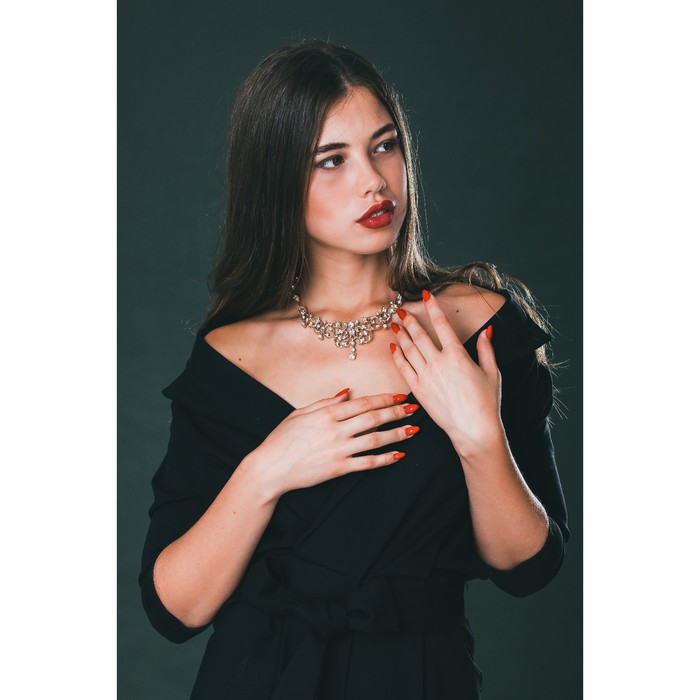 Колье "Королевское", цвет белый в золоте