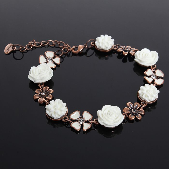 Браслет "Кабарор", цвет белый в медном