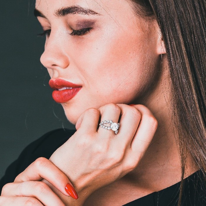 Кольцо "Ситара", размер 20, цвет белый в серебре