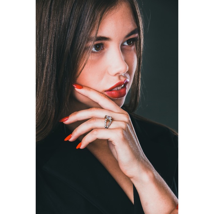 Кольцо "Ситара", размер 18, цвет белый в золоте