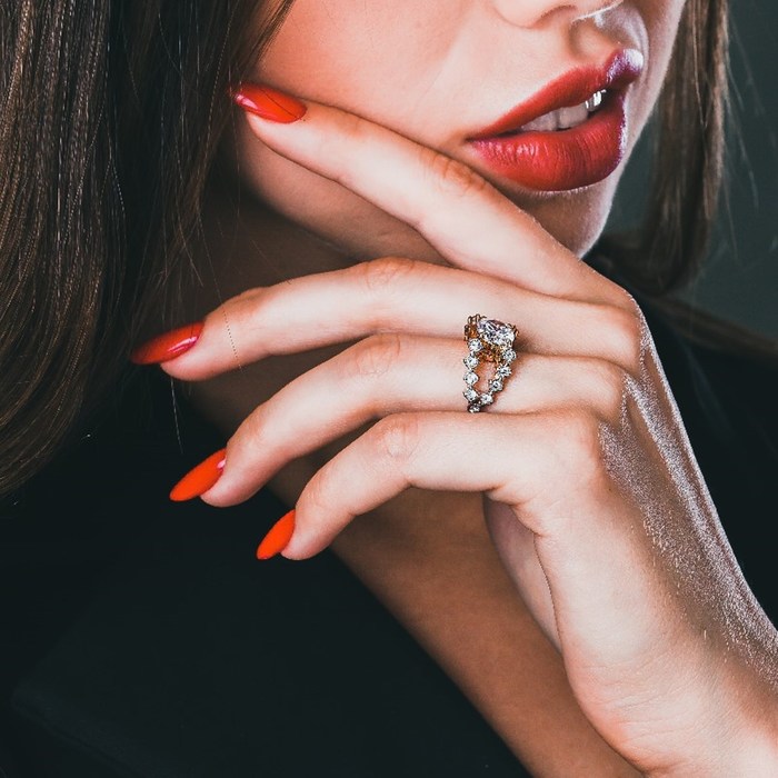 Кольцо "Ситара", размер 19, цвет белый в золоте