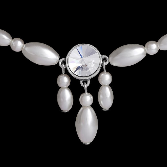 Колье "Идж", цвет белый в чернёном серебре
