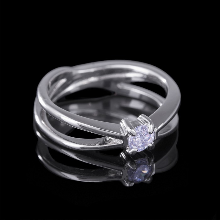 Кольцо "Притяжение", размер 19, цвет белый в серебре