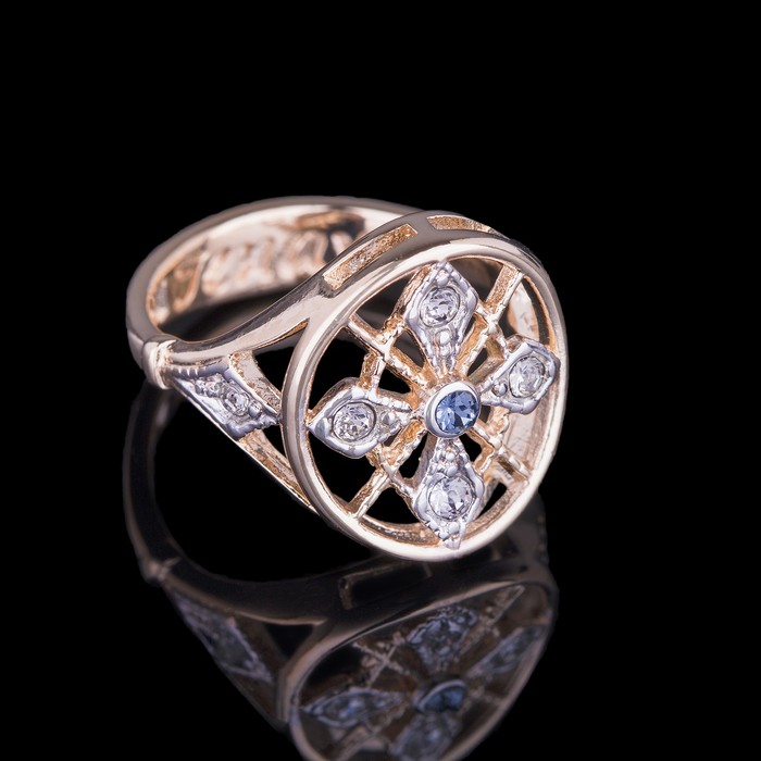 Кольцо "Тюрен", размер 17, цвет голубой в золоте