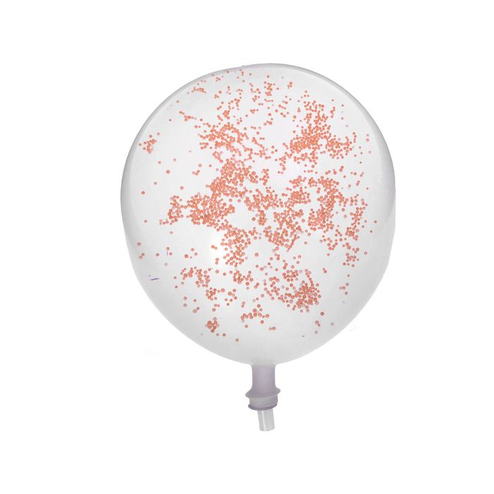Шар латексный "Цветная крошка внутри" 12" 5 шт. Прозрачный Оранжевая крошка