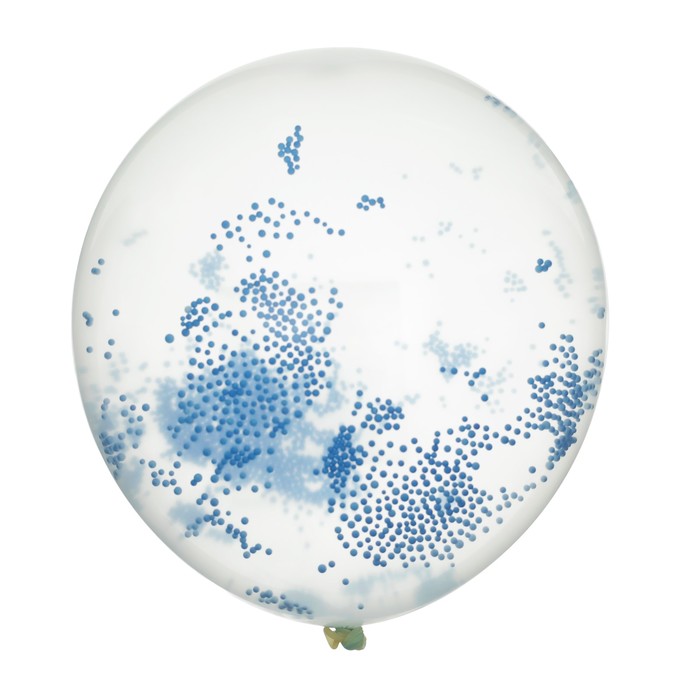 Шар латексный "Цветная крошка внутри" 12" 5 шт. Прозрачный Голубая крошка