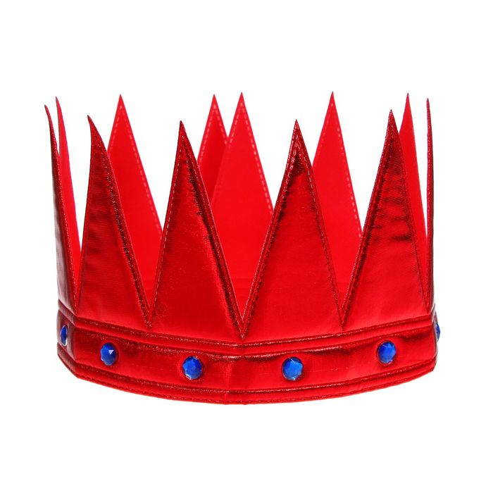 Корона "Царь" с камнями, цвет красный