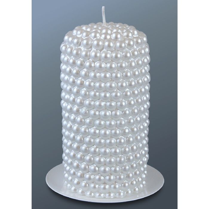 Свеча пенек жемчужный белый №1