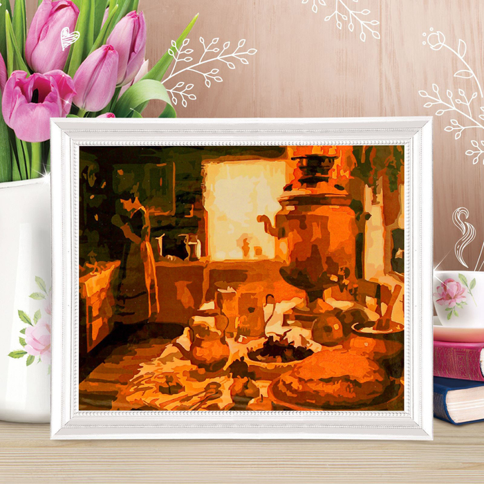 Роспись по холсту "Русский стол" по ном. с красками по 3 мл+ кисти+инструк-я+крепеж 40*50