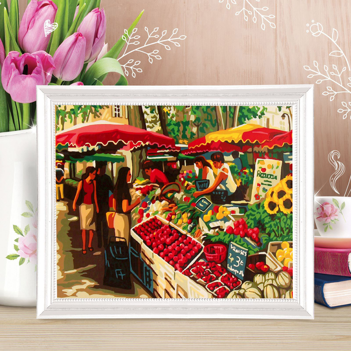 Роспись по холсту"Средиземноморский рыночек" по ном. с крас.по3 мл+ кисти+инструк-я+крепеж 13797812