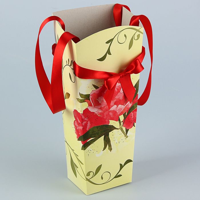 Пакет для цветов "Пион золотой" серия цветы, 15х13 см