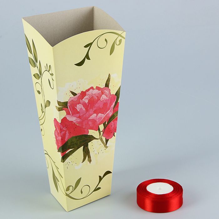 Пакет для цветов "Пион золотой" серия цветы, 15х13 см