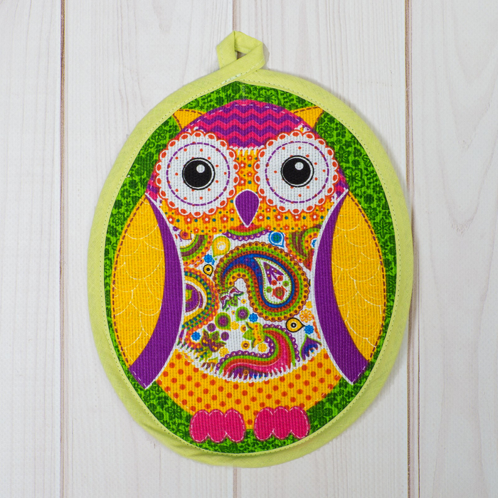 Прихватка "Доляна" Совёнок 17 см, МИКС, 100% хлопок, рогожка 162 г/м2