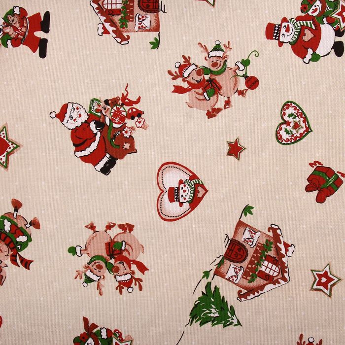 Скатерть "Доляна" Рождественские каникулы 220х150 см, 100% хлопок, рогожка, 164 г/м2