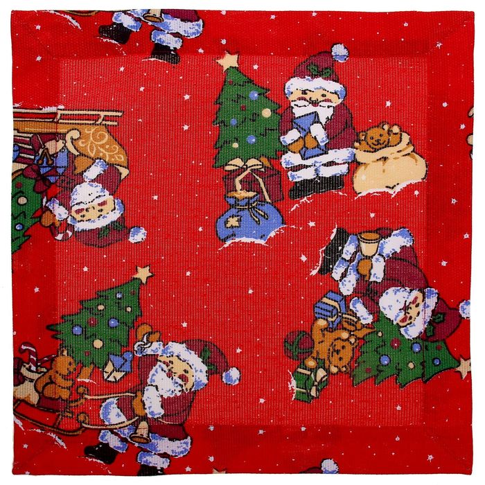 Салфетка "Доляна" Новогодний подарок, размер 30х30 см, 100% хлопок, рогожка, 164 г/м2