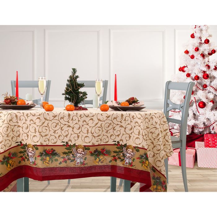 Скатерть "Доляна" Ангел 150х150 см, 100% хлопок, рогожка, 164 г/м²