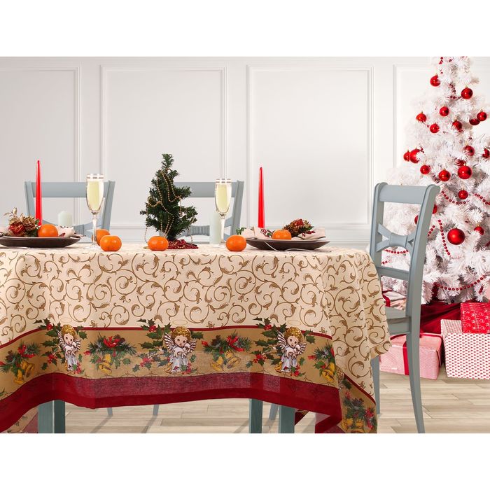 Скатерть "Доляна" Ангел 150х250 см, 100% хлопок, рогожка, 164 г/м²