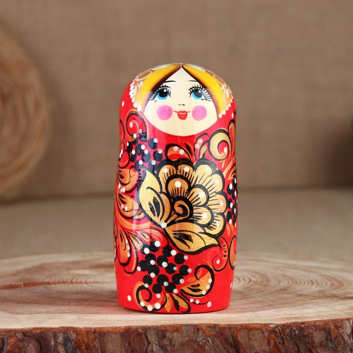 Матрёшка «Золотая хохлома», красный платок, 9 кукольная, 20 см