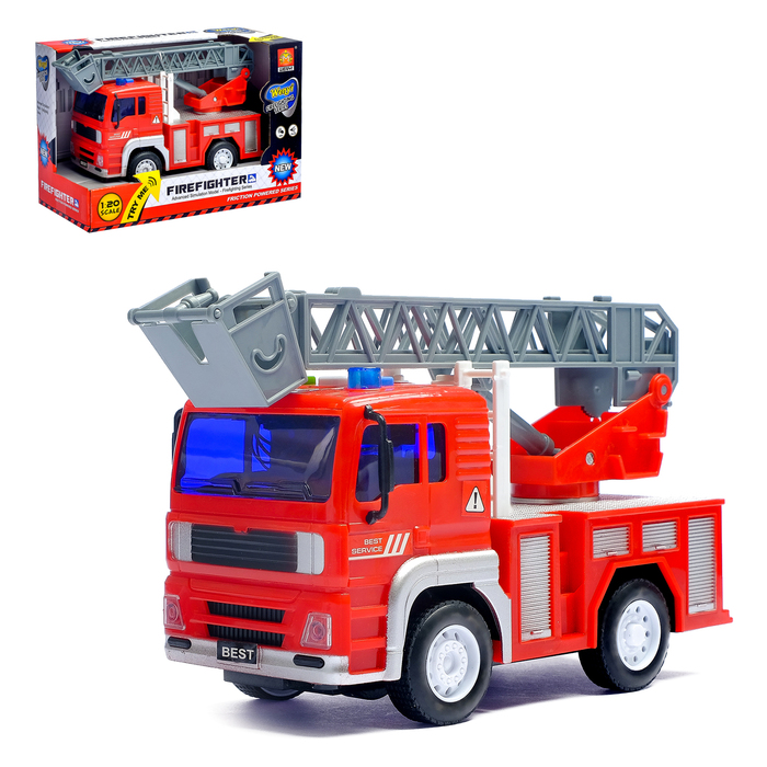Машина инерционная "Пожарная охрана", световые и звуковые эффекты, масштаб 1:20, МИКС