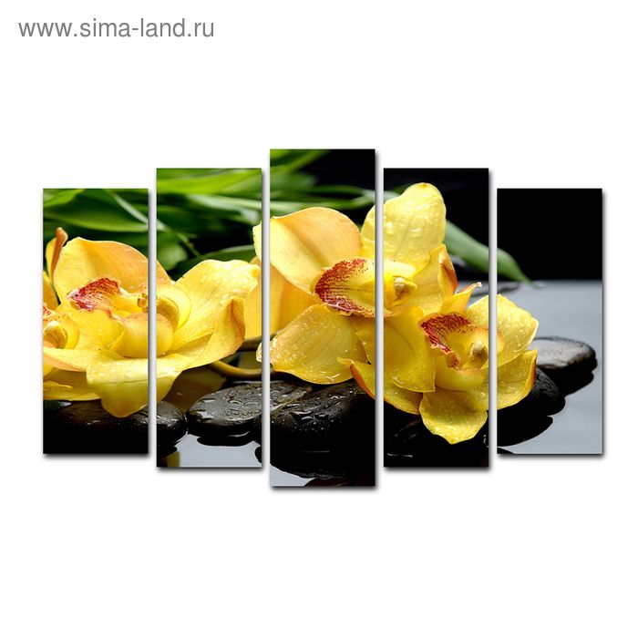 Картина модульная на подрамнике Жёлтые орхидеи 125*80 см