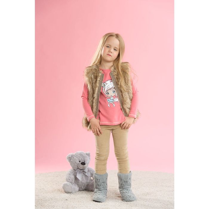 Брюки для девочек, возраст 6 лет, цвет бежевый