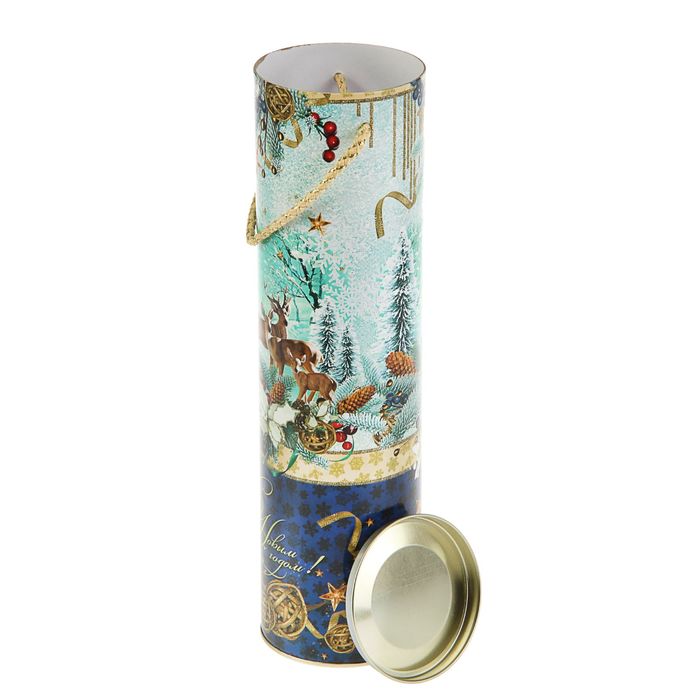 Подарочная коробка, тубус "Олени" 9.2х34.5 см