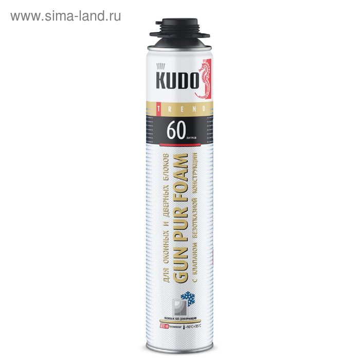 фото Профессиональная пена kudo kuptw10s60 trend60 "зима" для окон и дверных блоков, 1 л, 850 г