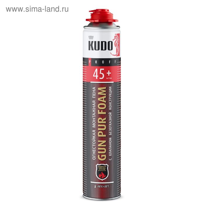 Пена монтажная огнестойкая Kudo KUPPF10U 45+ Всесезонная PROFF 45+, 1 л, 900 г пена монтажная kudo proff 45 огнестойкая 1000мл 900гр 50315