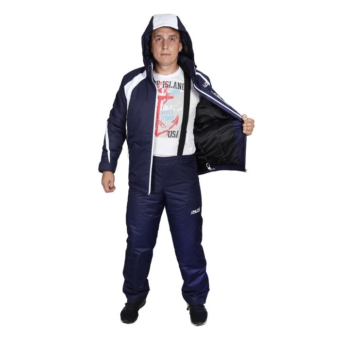 Костюм мужской ( куртка+штаны) ONLITOP, куртка- т.синий/белы; штаны- т.синий (р. 48)