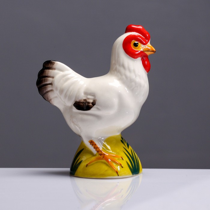 Статуэтка фарфоровая «Курица белая», авторская роспись, 10,5 см