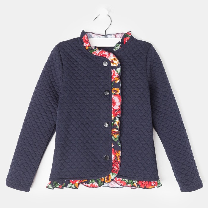 Джемпер для девочки "Ночной букет", рост 110 см (56), цвет тёмно-синий