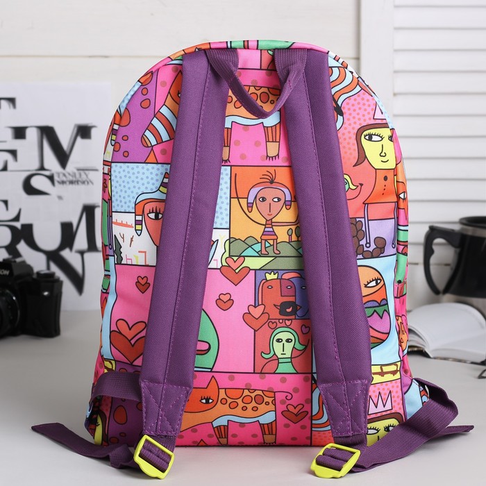 Рюкзак молодёжный на молнии, 1 отдел, 1 наружный карман, цвет лиловый