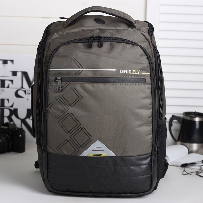 Рюкзак молодёжный на молнии, 2 отдела, 2 наружных кармана, цвет оливковый