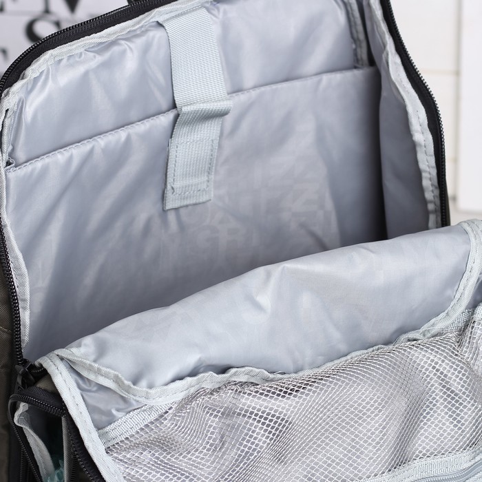 Рюкзак молодёжный на молнии, 2 отдела, 2 наружных кармана, цвет оливковый