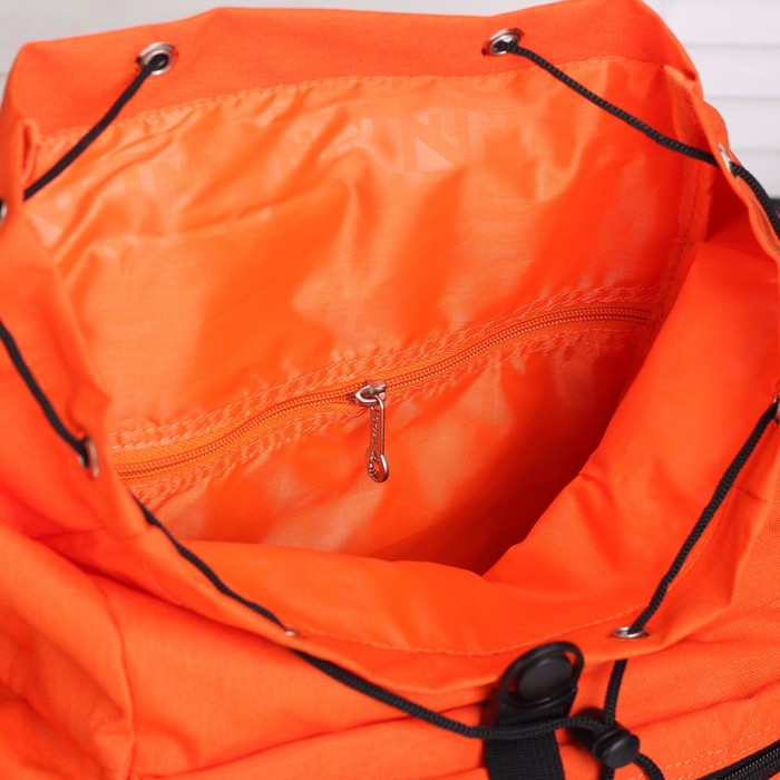 Рюкзак молодёжный на стяжке шнурком, 1 отдел, 3 наружных кармана, оранжевый