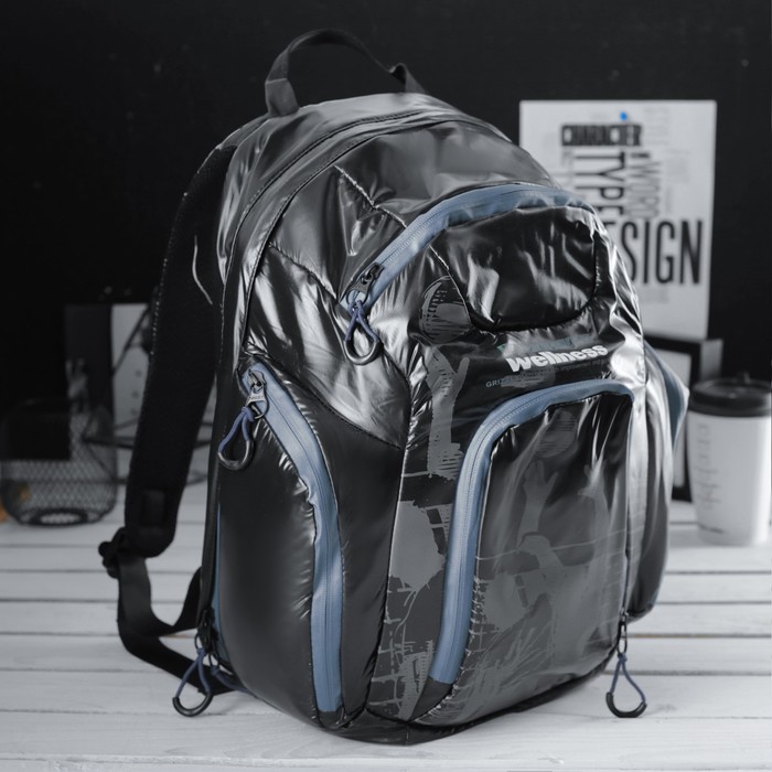 Рюкзак молодёжный на молнии, 1 отдел, 3 наружных кармана, чёрный/серый