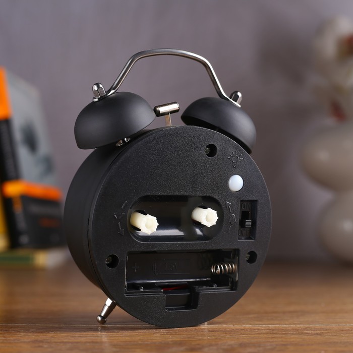 Будильник d=8см, черный, на циферблате Штурвал