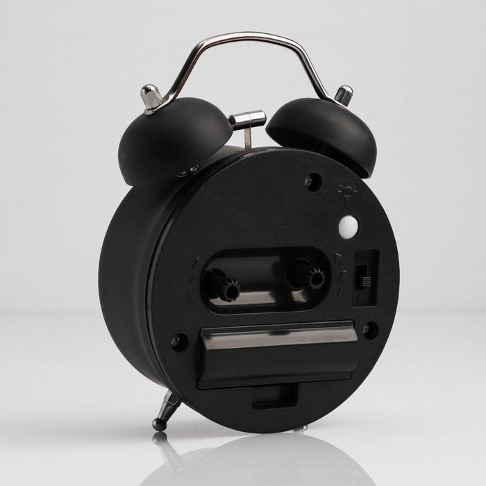 Будильник d=8см, черный, на циферблате Корабль