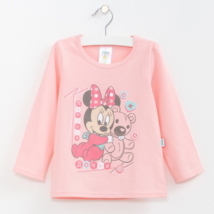 Футболка с длинным рукавом для девочек "Лапочка-дочка", Минни Маус, рост 98-104 (60) см, 3 года, 100% хлопок