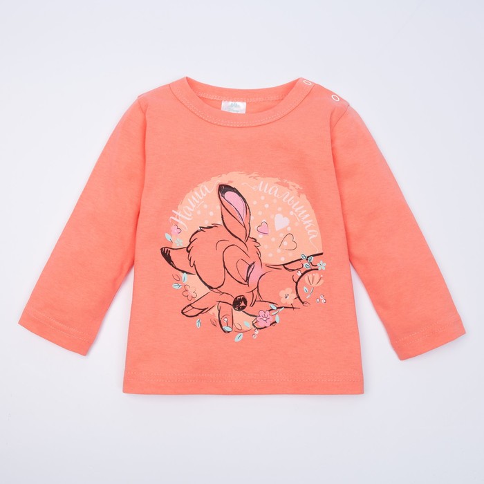 Футболка с длинным рукавом для девочек "Наша малышка", Бемби, рост 68-74 (48) см, 6-9 мес, 100% хлопок