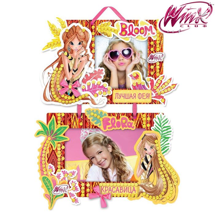 Фоторамки для декорирования "Красавица", феи ВИНКС: Блум и Флора, в наборе 2 шт + декор