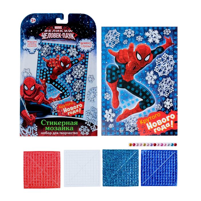 Мозаика стикерная "Крутого Нового года" Человек-паук , EVA стикеры + стразы