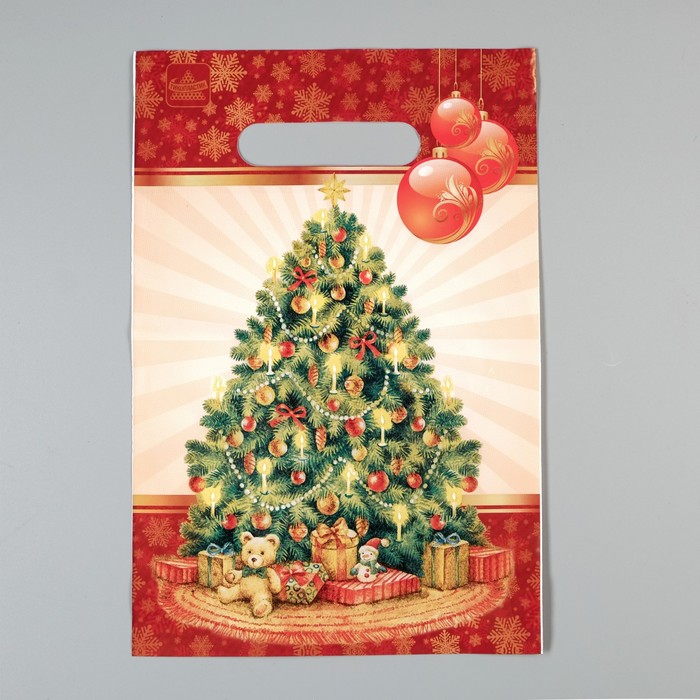 Пакет "Праздничная елочка", полиэтиленовый с вырубной ручкой, 30 х 20 см, 30 мкм