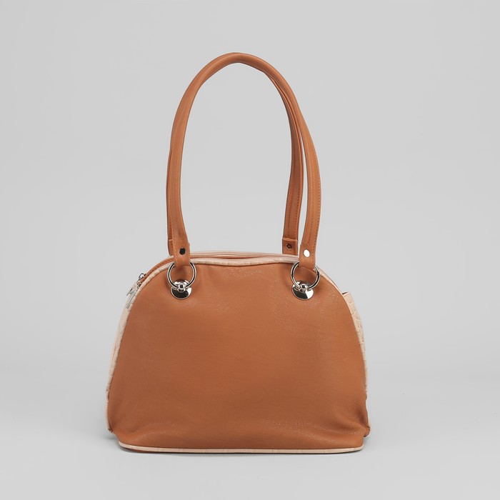 Сумка женская на молнии, 3 отдела, 1 наружный карман, светло-коричневая