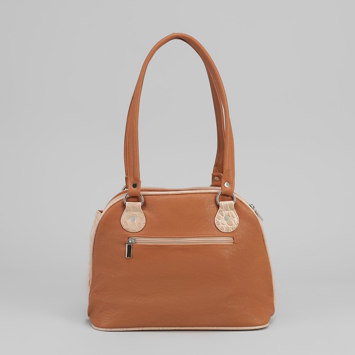 Сумка женская на молнии, 3 отдела, 1 наружный карман, светло-коричневая