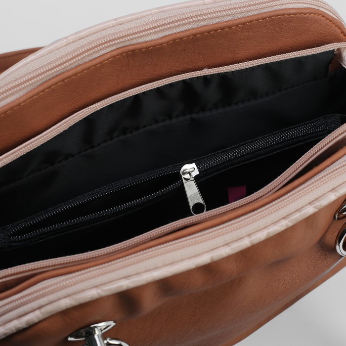 Сумка женская на молнии, 3 отдела, 1 наружный карман, светло-коричневая