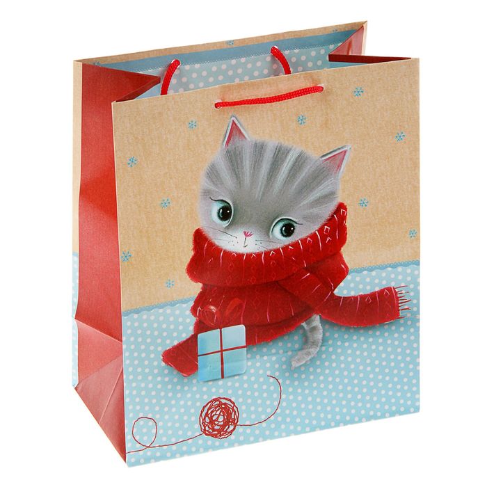 Пакет подарочный "Котенок с клубком", 24 х 20.3 х 11.5 см, Hallmark