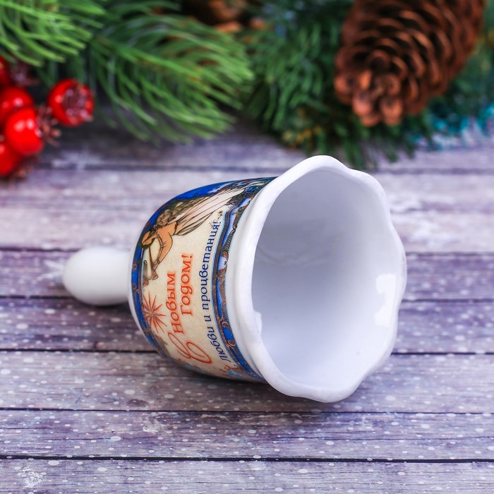 Колокольчик «Ангелы и пожелания», 5,5 х 9,5 см, керамика, деколь, золото