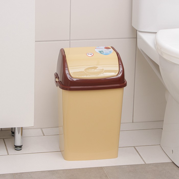 Контейнер для мусора «Камелия», 8 л, цвет бежевый/коричневый контейнер для мусора idea свинг цвет бежевый коричневый 9 л