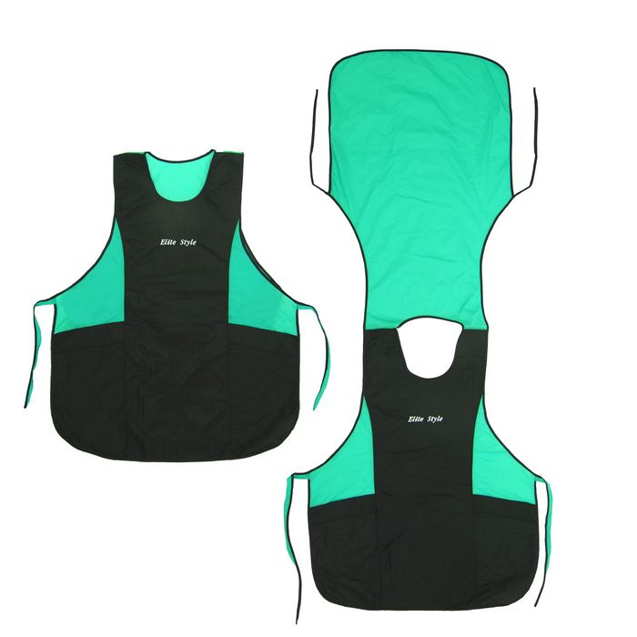 Фартук парикмахерский двойной, цвет чёрно-зелёный